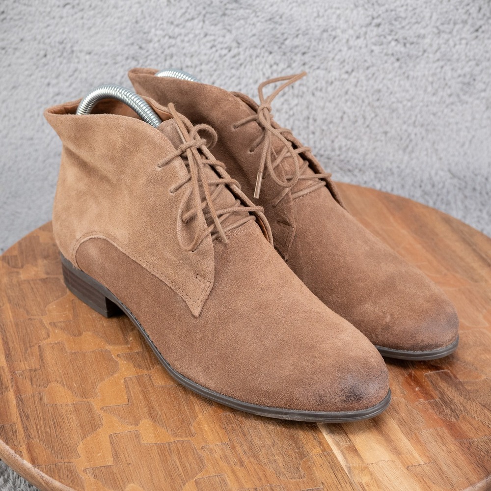 Franco Sarto Taupe‎ Suede Ankle Lace-up Boots Women's Shoes Sz 8 M